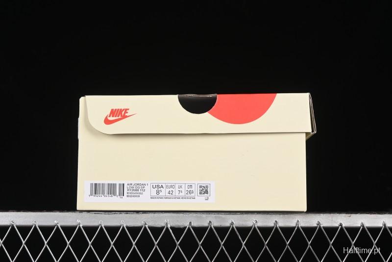 Nike Travis Scott x Fragment Design x Air Jordan 1 Low OG SP AJ1 Retro Sneakers with Dragon Scale Swoosh - XY2688-112