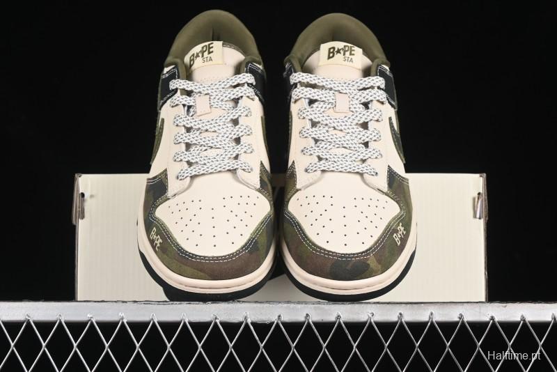 Nike SB Dunk Low Bape Collaboration - Patchwork Camouflage Anniversary Custom Low-Top Casual Sneakers - CH6336-229