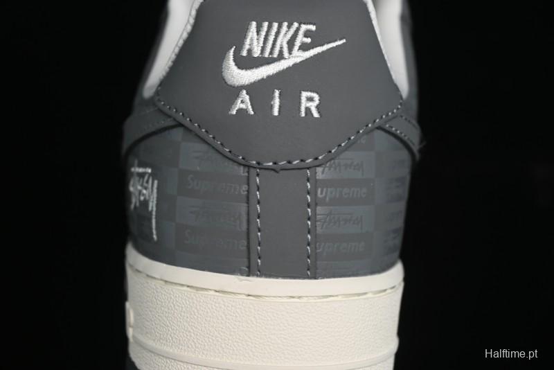 Nike Air Force 1 '07 Low Stussy Collaboration - Light Bone Shadow Low-Top Casual Sneakers - DF0180-008