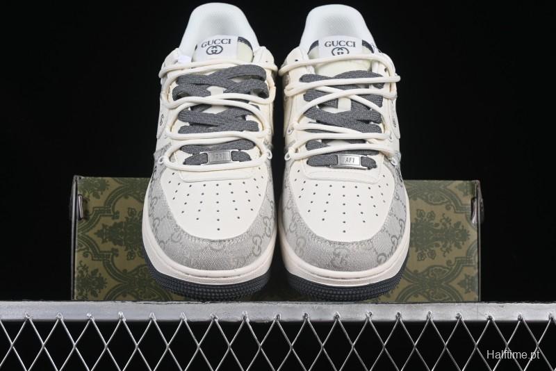 Nike Air Force 1 '07 Low Gucci Collaboration Smoke Gray Drawstring Casual Sneakers - SJ1198-105