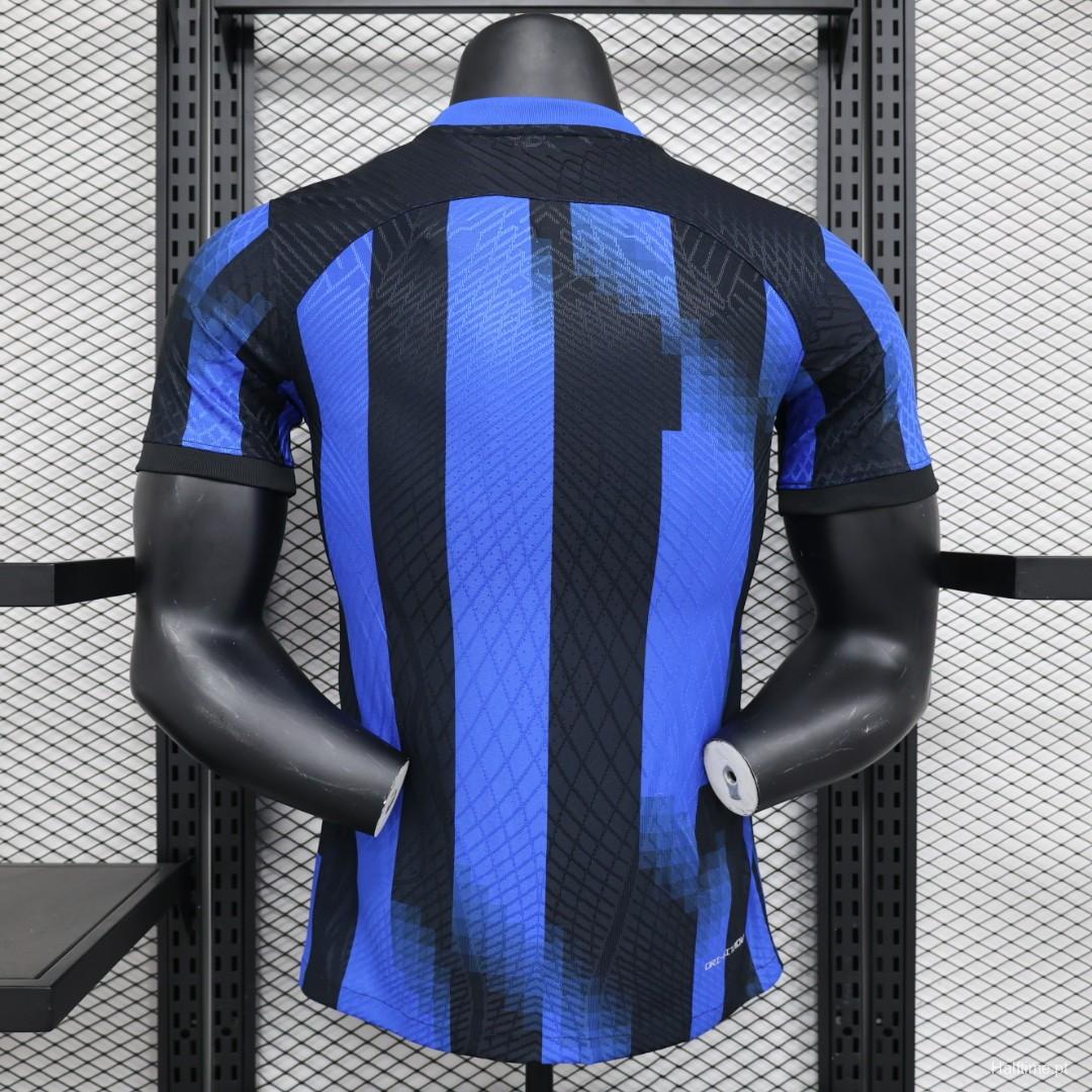 Player Version 23/24 Inter Milan Home Jersey With Paramount Plus Sponsor