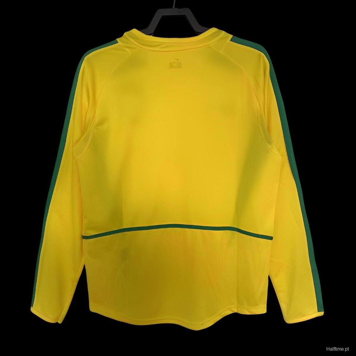 Retro 2002 Brazil Home Long Sleeve Jersey